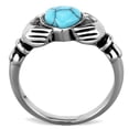 thumbnail image 2 of TK1770 - High polished (no plating) Stainless Steel Ring with Synthetic Turquoise in Sea Blue Size 9, 2 of 3