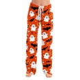 thumbnail image 4 of Trgacdwlo Halloween Pajamas Pants Women Funny Ghost Graphic Women's Pajama Bottoms Fall Elastic Waist Wide Leg Womens Lounge Pants, 4 of 7
