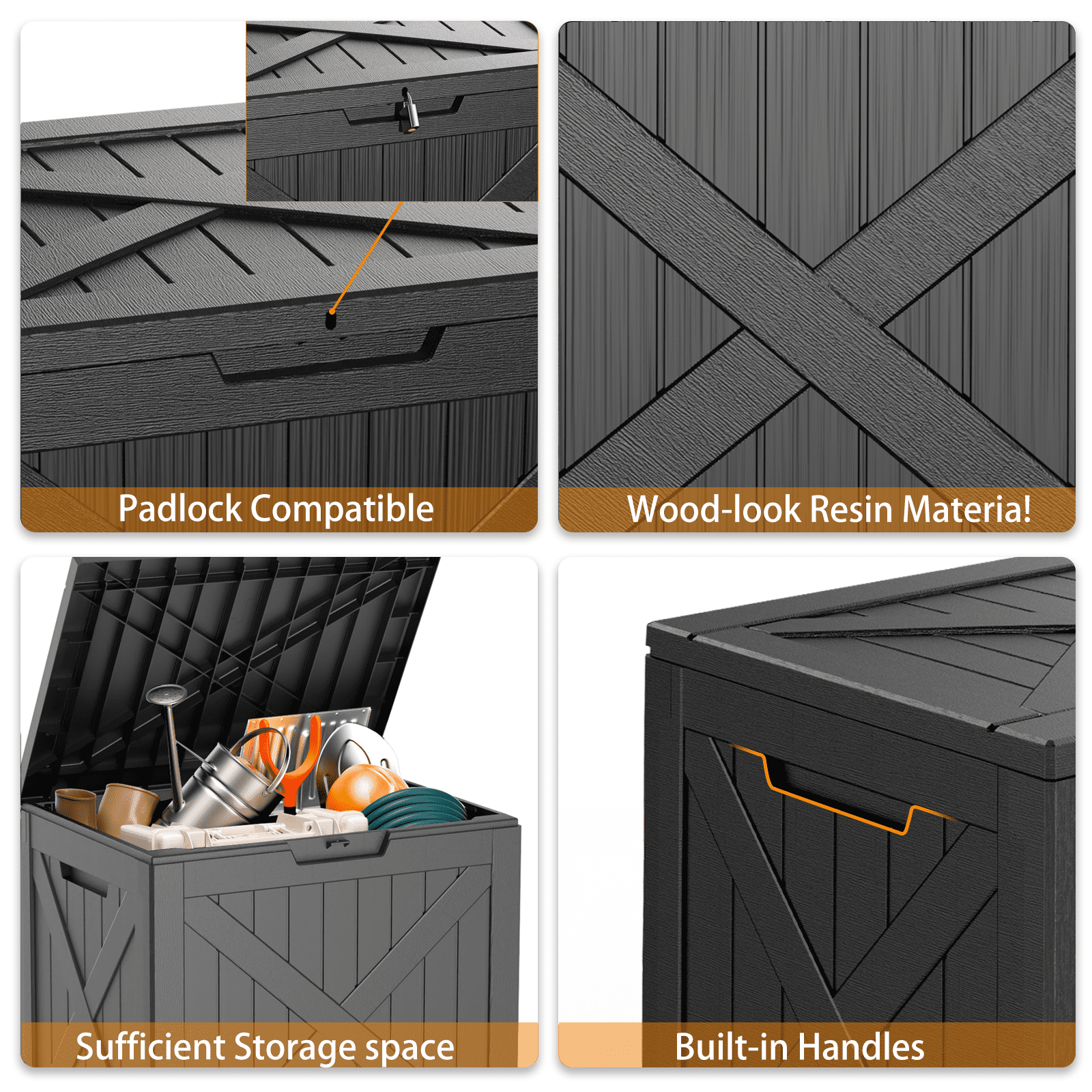 MAYEERTY 32 Gallons Outdoor Deck Box, Large Capacity Storage Box for Patio Furniture Cushions, Pillow Outdoor Indoor, Black