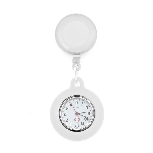 Reloj portátil con botón de fácil extracción, reloj colgante, esfera redonda, puntero luminoso, reloj retráctil para el pecho, reloj de bolsillo para hombres y mujeres