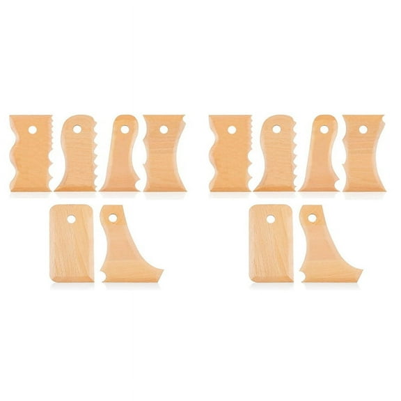 14 Pieces Pottery Trimming Tools Pottery Clay Foot Shaper Tools Texture Wooden Profile Rib Bundle Foot Shaper