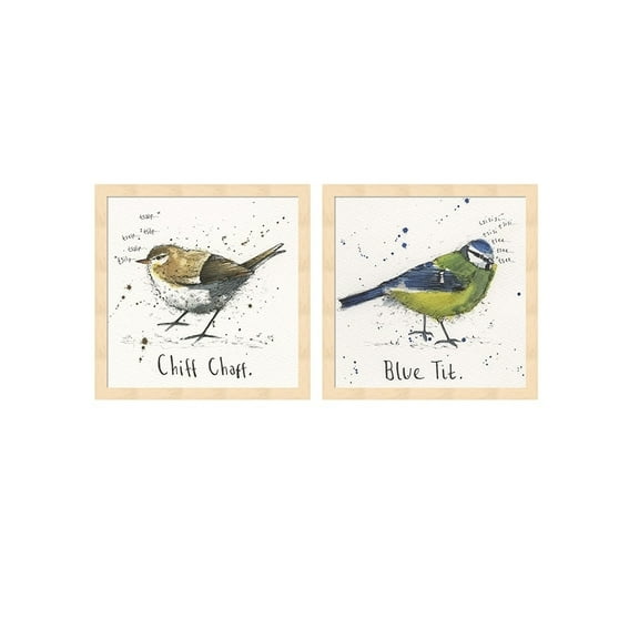 Metaverse Michelle Campbell 'Chiffchaff & Blue Tit' Framed Art (Set of 2)