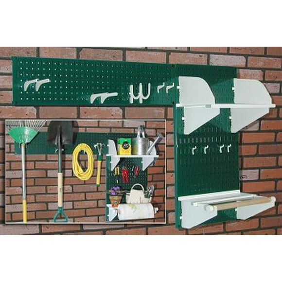 Kit de Rangement pour Jardinage avec Panneau Perforé - Vert