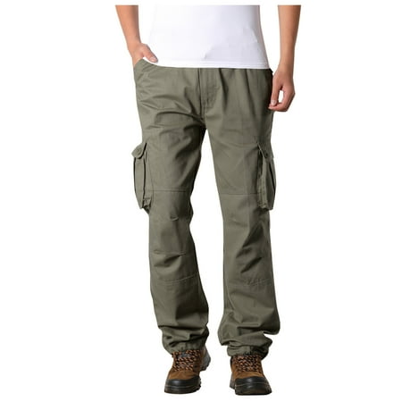 

Yunmic Mens Clearance Men s Fashion Casual Men s Plus Size Pure Cotton Multi-pocket Wear-resistant Overalls Trousers