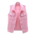 thumbnail image 2 of Cxenplz Women's Denim Jacket Buttoned Up Streetwear Sleeveless Crop Vest Jacket, 2 of 6