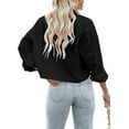 thumbnail image 4 of Womens Button Down Cropped Shirts Long Sleeve Casual Crop Tops Solid Lapel Blouse Shirt with Chest Pocket, 4 of 10