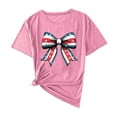 thumbnail image 2 of Delliss Womens Summer Bow print T-Shirt Graphic Tees Tops S-3XL, 2 of 4