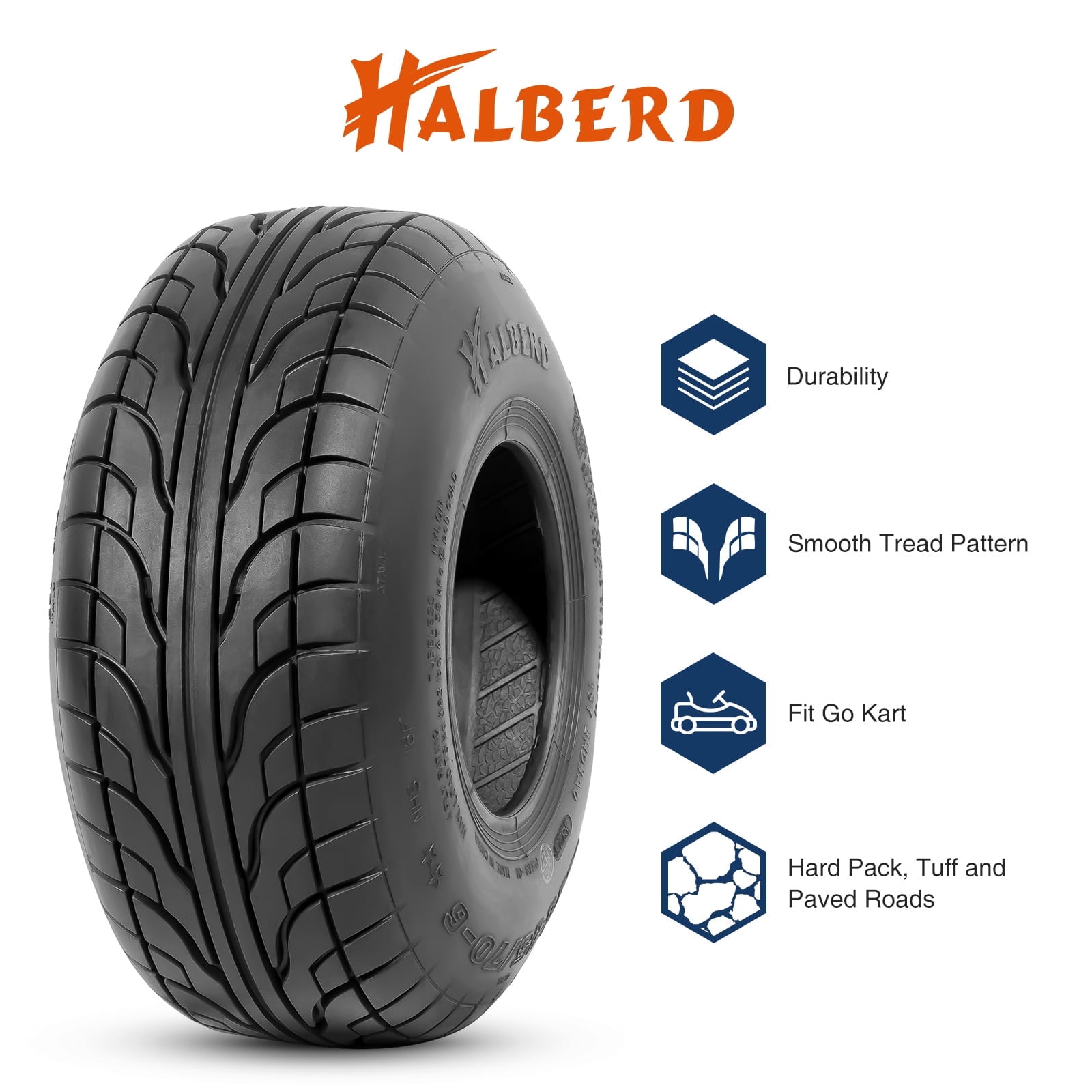 HALBERD 145/70-6 4PR Go Kart Street Mini Bike ATV Tires, 145 70-6 Off-road Tires, Lawn&Garden Tires