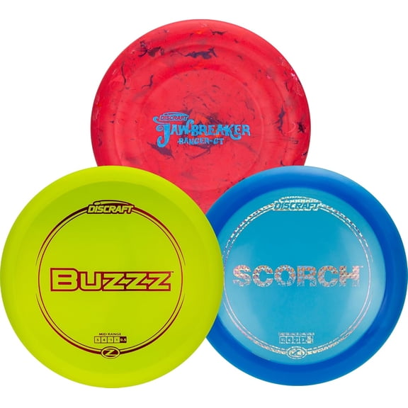 Discraft Mid-Level Three Pack – Disc Golf Set| Perfect for Men, Women, and Kids| Including – Banger GT, Buzzz, & Scorch| Intermediate Skill Level| Disc Color & Foil Will Vary