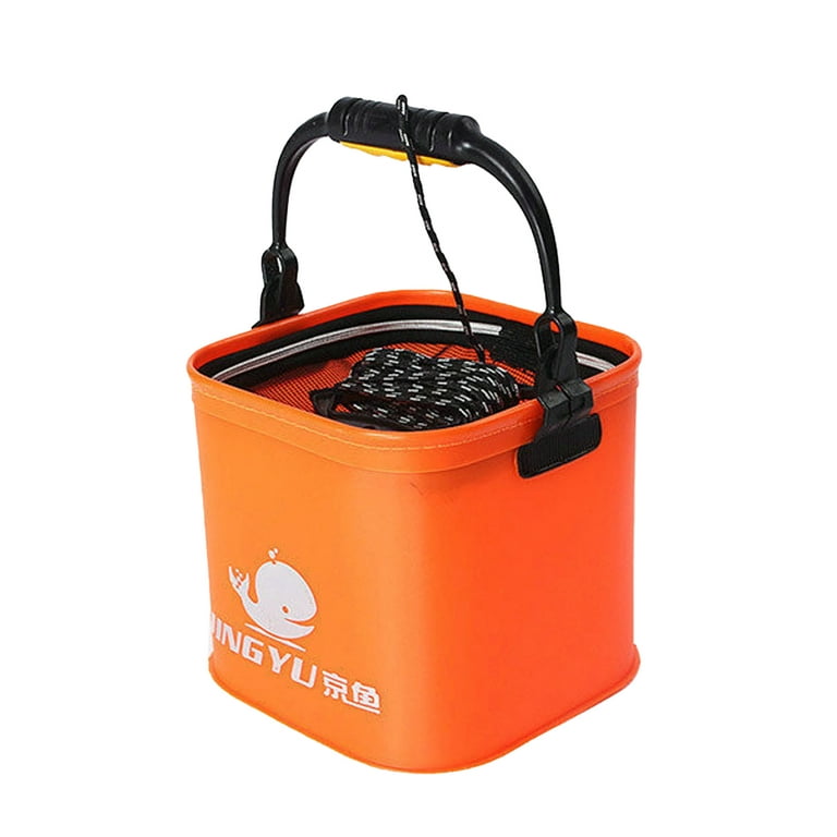 Yoone Fishing Bucket Folding Portable Collapsible Multifunctional Fish Live Bait Container for Fishing, Size: Small, Orange