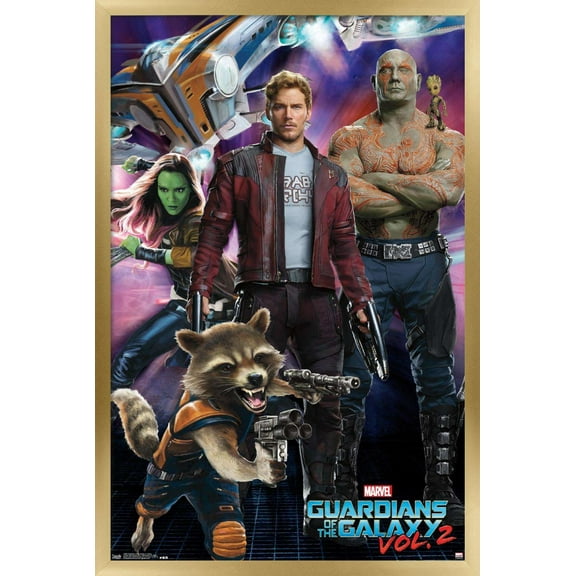 Marvel Cinematic Universe - Guardians of the Galaxy 2 - Group Wall Poster, 22.375" x 34", Framed