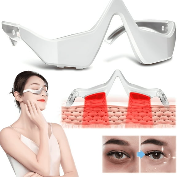 FACEGA Under Eyes Red Light Therapy Massager Glasses,Microcurrent Eye Face LED Red Light Beauty Device Under Eye Massager Eyes Bag Remover for Reduce Dark Circles Puffiness Wrinkles Relax Eye Strain