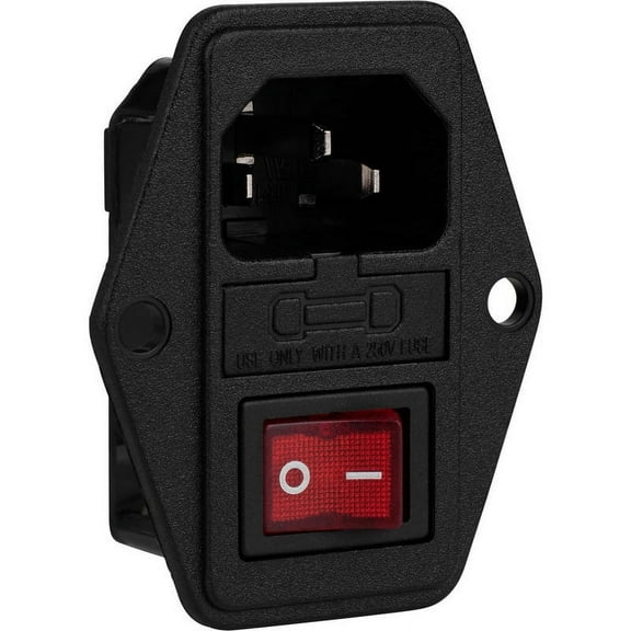 Parts Express IEC AC Power Jack Chassis Mount with Switch and Fuse Holder