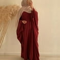 thumbnail image 6 of IBTOM CASTLE Muslim Dresses for Women, Long Sleeve Eid Islamic Prayer Jilbab Khimar Cardi Robe Middle East Maxi Abaya Dress Wine Red, 6 of 6