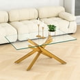 thumbnail image 2 of Noble House 39.37" Rectangular Clear Tempered Glass Coffee Table,Gold, 2 of 10