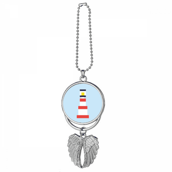 Summer Sail Tower Pixel Art Deco  Fashion Silver Wing Car Pendant Decoration