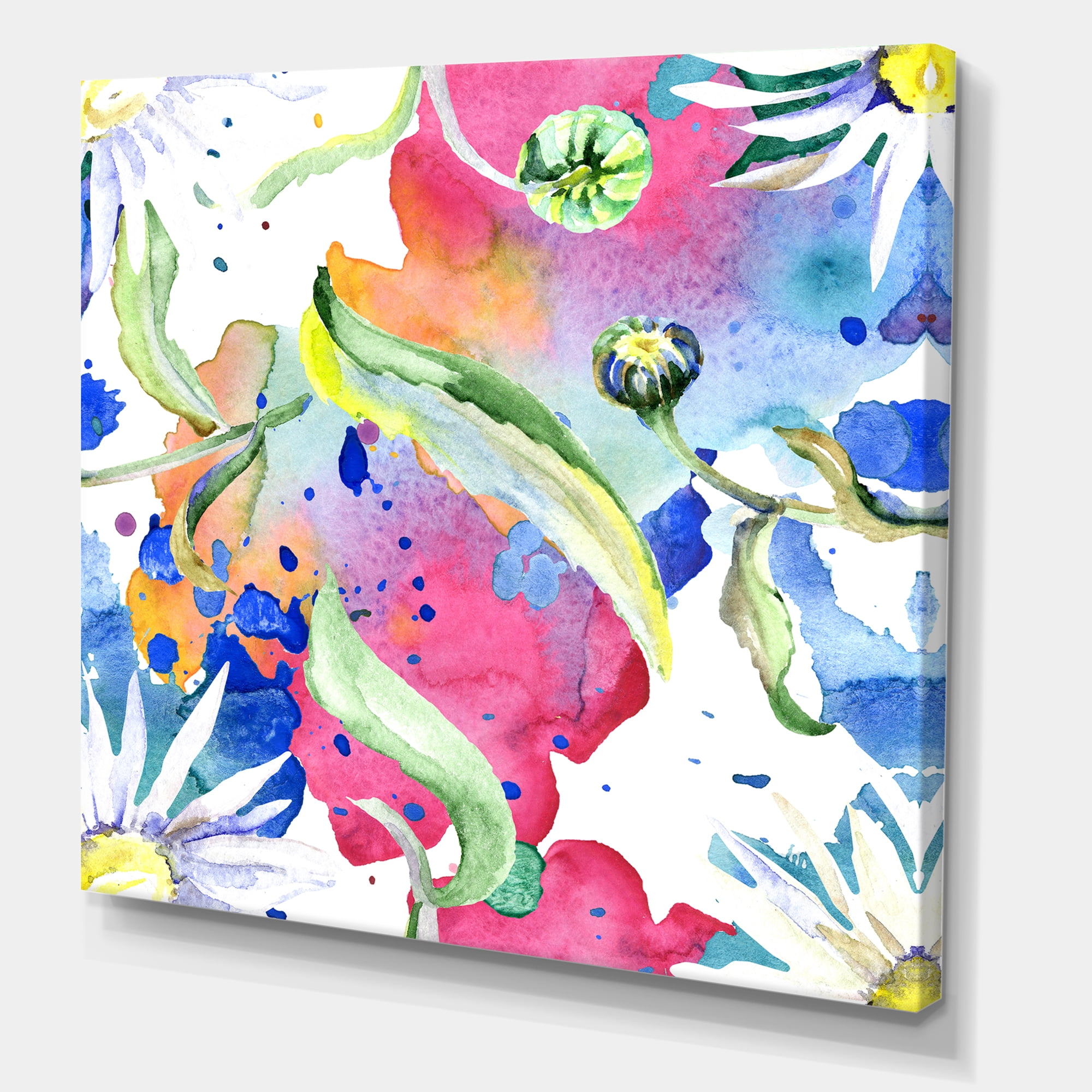 Designart ' Iridiscent Colorful Daisy Flowers ' Transitional Canvas Wall Art Print