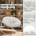thumbnail image 2 of Outdoor Rocking Chair, Indoor & Outdoor Comfy Oversized Papasan Chair with Padded Cushion, Oversized Metal Frame Egg Chair for Living Room, Patio, Front Porch, Backyard,White Teddy roll, 2 of 6