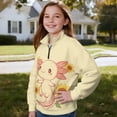 thumbnail image 3 of Uorisanigo Girls Half Zip Collar Sweatshirts Fall Trendy Sunflower Axolotl Long Sleeve Zipper Sweatshirt Oversized Kids Cropped Pullover Hoodies Drop Shoulder Jacket Outerwear, 3 of 7