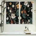 thumbnail image 6 of Boho Black Floral Kitchen Curtains Rustic Flower Bathroom Curtains Window Treatment Drapes Tier Botanical Plant Country Vintage Cafe Small Bedroom Short Curtain 2 Panels 27.5x39 Inch, 6 of 6