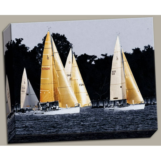 Canvas Race At Annapolis Dock Inspirational Freedom Painting Yacht