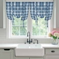 thumbnail image 4 of Blue Plaid Balloon Curtains for Bedroom/Front Door/Bathroom, Modern Simple Watercolor Buffalo Lattice Tie Up Curtains 63 Inch Length Light Filtering Kitchen Curtains Shades for Windows 46"x63", 4 of 8
