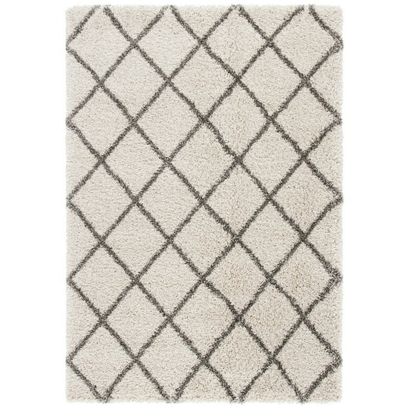 SAFAVIEH Hudson Shag Jackson Trellis Area Rug, Ivory/Grey, 4' x 6'