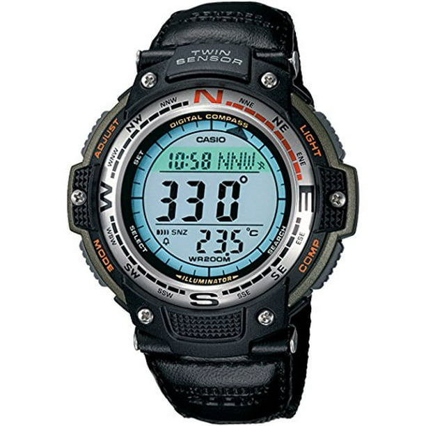 Casio - Casio Men's Twin Sensor Digital Nylon Compass Sport Watch, White Accents SGW100B-3V