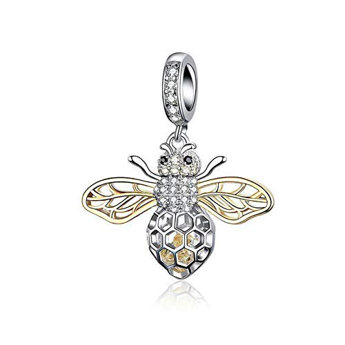 Insect Charm Sterling Silver bee,Butterfly, Dragonfly, Charms Fit 3mm Pandora Snake Chain Bracelet (Bee) -
