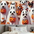 thumbnail image 2 of Sheronv Halloween Ghosts Dogs Tapestry Wall Hanging Unique Style for Home Decor, Aesthetic Graphic Art for Living Room Bedroom Dorm, Halloween Decorations for Apartment Farmhouse,, 2 of 6