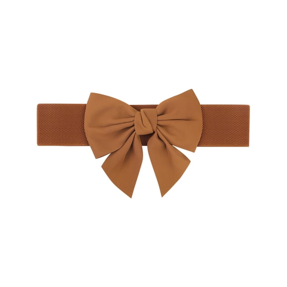 CINTURÓN ELÁSTICO ANCHO PARA MUJERES TALLA PLUS INSPIRADO EN CHIC, CON DECORACIÓN DE LAZO EN LA CINTURA, CINTURONES DE MODA VERSÁTILES 31.9-39.4" Marrón