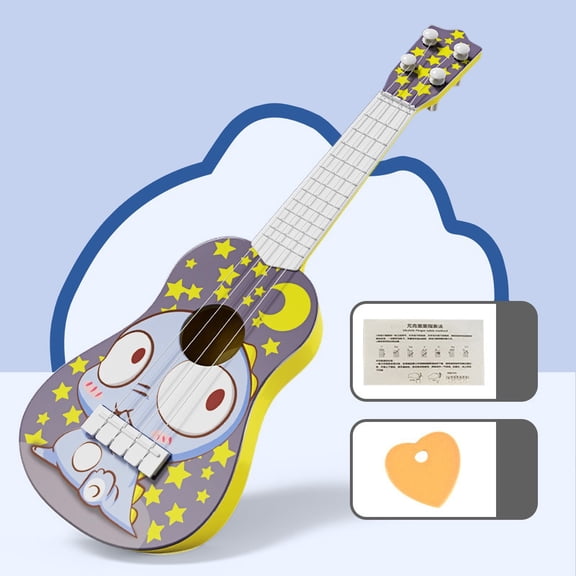 Kids Guitar Ukulele 16 Inches Beginner Musical Instrument 4 Nylon Strings Mini Guitar With Paddle Tutorial Early Educational Toy