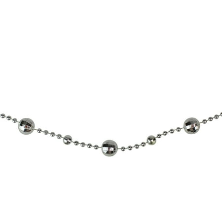 Christmas Ball Garland Diy Shiny Silver Mirrored Disco Ball Beaded Christmas Garland 15' x 14mm ()
