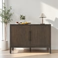 thumbnail image 2 of Hassch 47.2" Buffet Cabinet with Storage, Sideboard with 2 Doors, Mid Century Modern Credenza, Coffee Bar Cabinet for Kitchen, Dining Room, Dark Brown, 2 of 10
