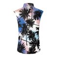 thumbnail image 2 of Men Turn Down Collar Sleeveless Hawaiian Tropical Button Down Vest Lightweight Breathable Vacation Beach Travel Tops Cyan M, 2 of 6