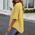 thumbnail image 6 of Guluxicc V Neck T Shirts for Women 3/4 Sleeve Solid Color Drawstring Neck Loose Fit Casual Oversized Womens Tee Shirts Cozy Tops, 6 of 8