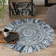 thumbnail image 2 of Indian Handwoven Braided Denim Cotton Jhalar Round Rug, Bedroom, Entryways, Dining Room, Hallways, Kids' Rooms, Size - (7' Round), 2 of 2