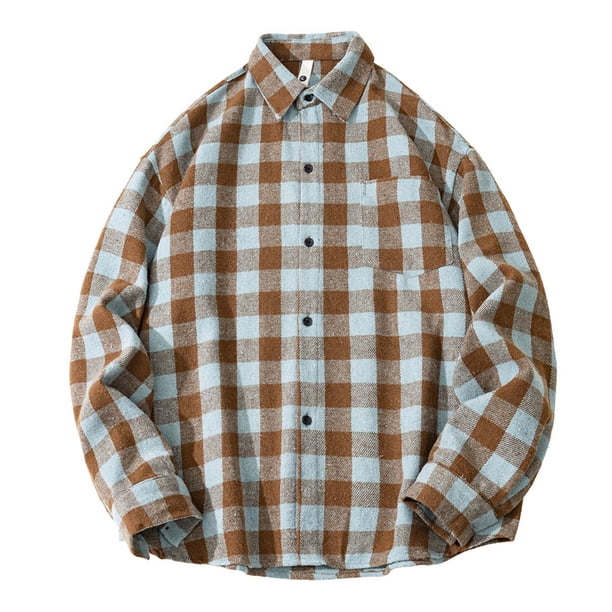 Seeotter Flannel Shirt for Men Cotton Mens Flannel Shirts Long Sleeve Plaid Soft Casual Button Down Shirt Men