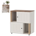 thumbnail image 4 of Memoryfield 2-Tier Cat Litter Box Enclosure Cabinet for 2 Cats, Hidden Litter Box Furniture with 2 Scratch Posts, Double Litter Box Holder, White2, 4 of 10