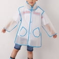 thumbnail image 5 of Hooded Transparent Raincoat Girl Boys Rain Coat Hooded Outdoors Clear Waterproof Kids Toddler Children's Rainwear Protective Covers,Sky Blue,M, 5 of 9