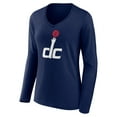 thumbnail image 2 of Women's Navy Washington Wizards Alternate Logo V-Neck Long Sleeve T-Shirt, 2 of 3