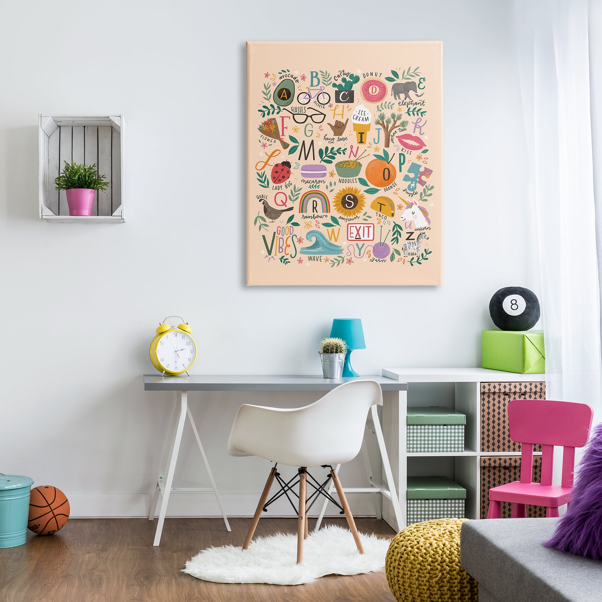 Stupell Industries Whimsical Kid's Alphabet Playful ABC Illustrations Everyday Items, 36 x 48, Design by Loni Harris