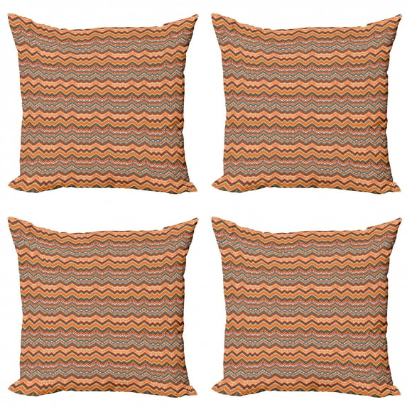 Ambesonne Colorful Throw Pillow Cover 4 Pack, Chevron Zig Zag, 20", Multicolor