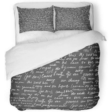HATIART 3 Piece Bedding Set Poem Abstract with Handwritten Text Chalk ...