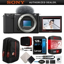 Sony ZV-E10 Mirrorless Alpha APS-C Interchangeable Lens Vlog Camera Body ILCZV-E10/B Black Bundle w/ CPS 2 YR Protection Pack Deco Gear Case 128GB Memory Card Kit| Official Sony USA Dealer