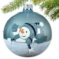 thumbnail image 3 of Snowmen Glass Ornaments - Set of 2 Blue European Glass Balls, 3 of 5