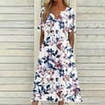thumbnail image 5 of Up to 65% Off ! Fmbrln Womens Summer Floral Dress Button V Neck Short Sleeve Pleated Flowy Long Dress Casual Loose Sun Dress with Pockets, 5 of 5