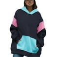 thumbnail image 1 of TRKIYQC, sudaderas con capucha para mujer, jersey de manga larga holgado informal de Color en contraste, Tops con bolsillos, ropa de calle de otoño TRKIYQC moda, 1 of 7