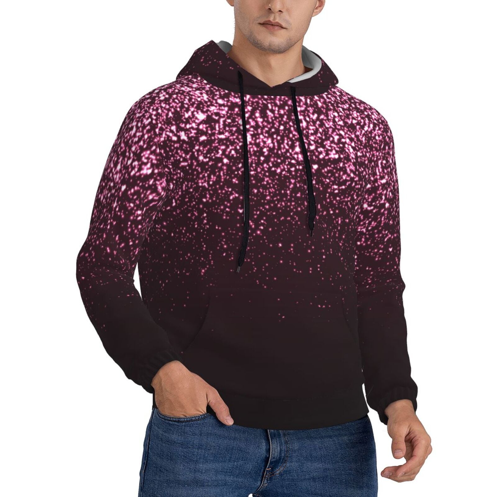 Lukts Pink Glitter Sparkles A Pattern Pullover Hoodie Men's