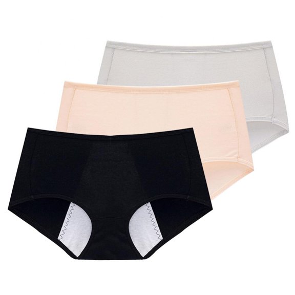 Xmarks Women's Underwear 3 Packs, Menstrual Period Underwear for Women Girls Cotton Panties Mid Waist Comfortable Easy Clean Briefs